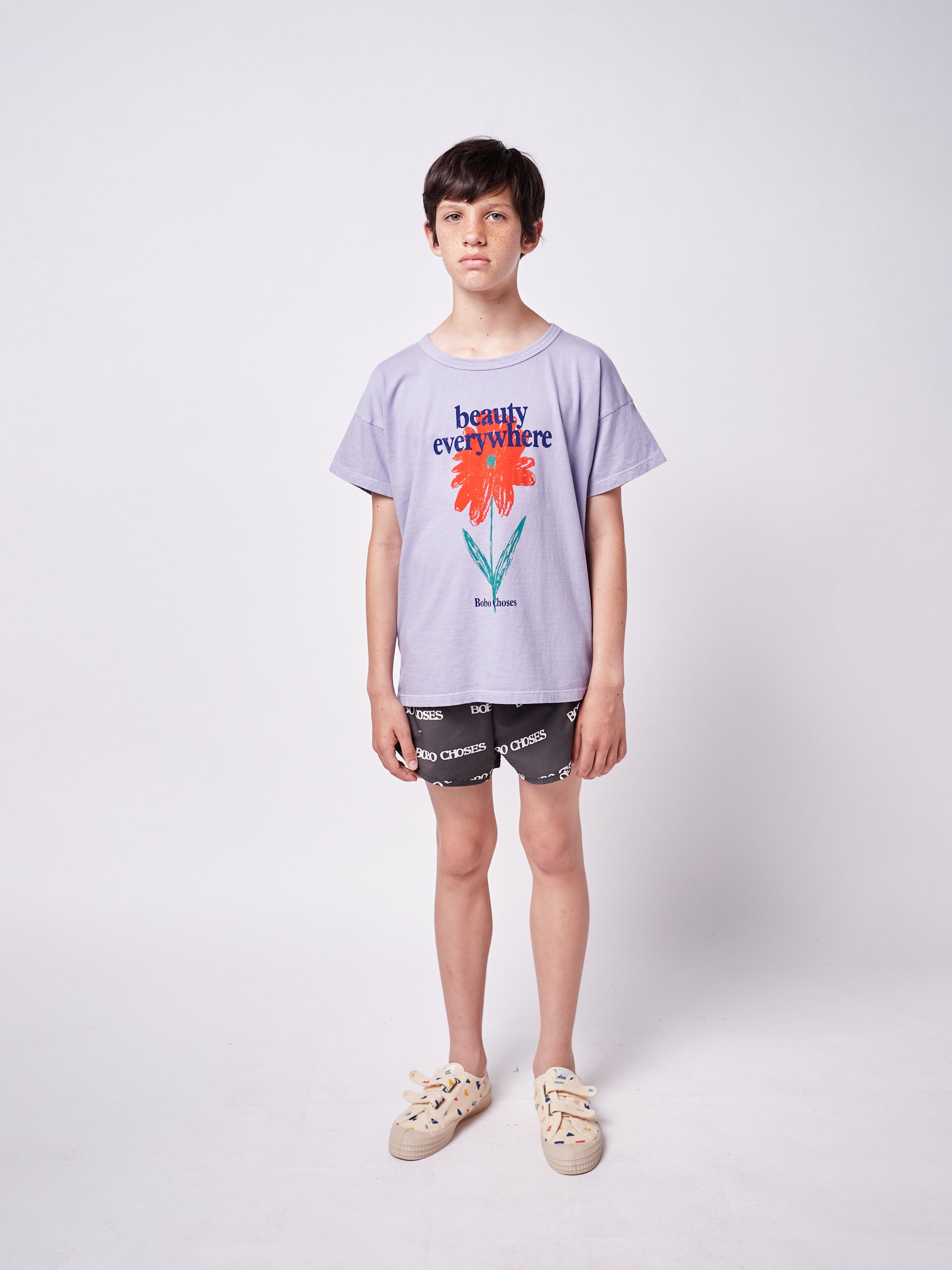 Boys & Girls Lavender Flower Cotton T-Shirt