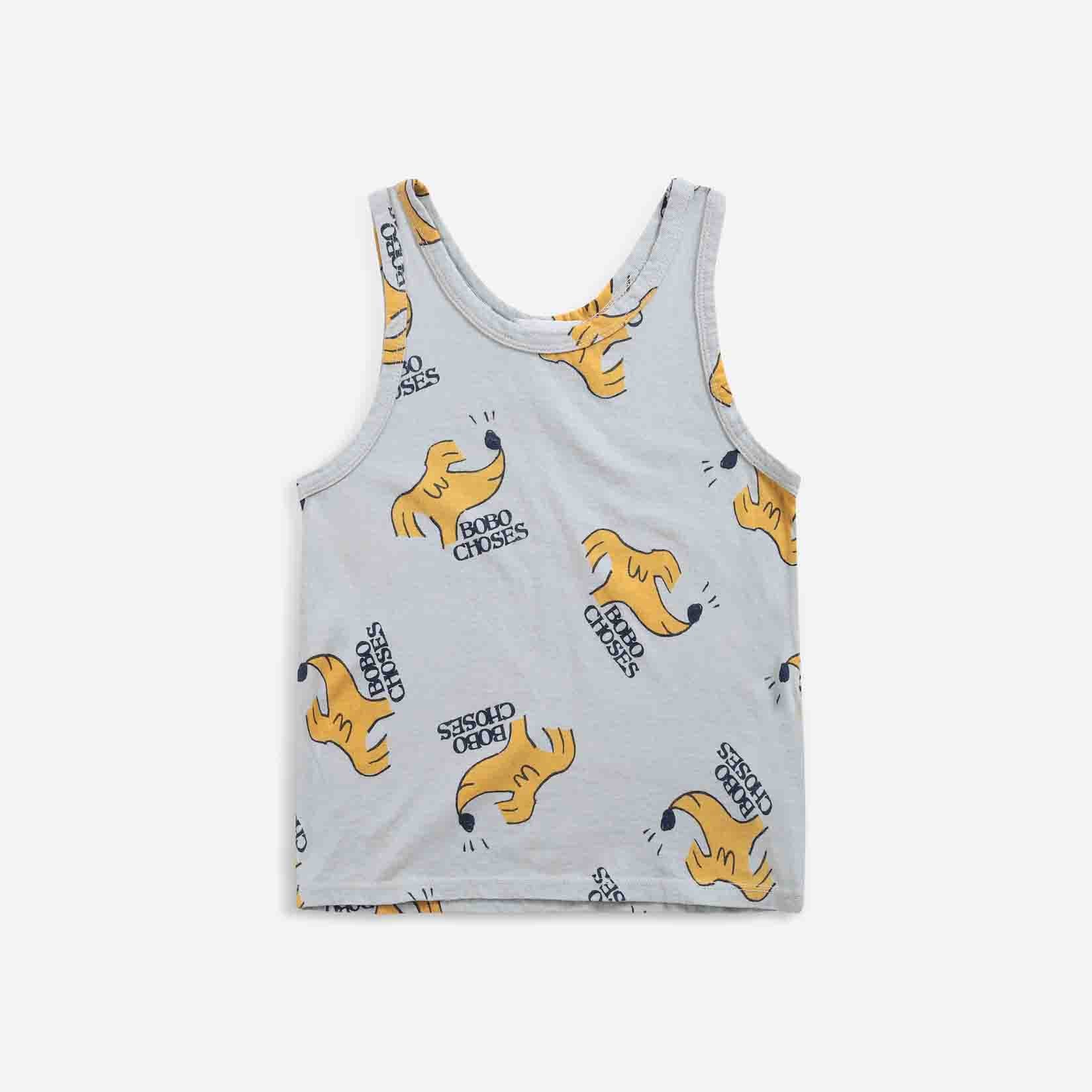 Boys & Girls Grey Dog Cotton Tank Top