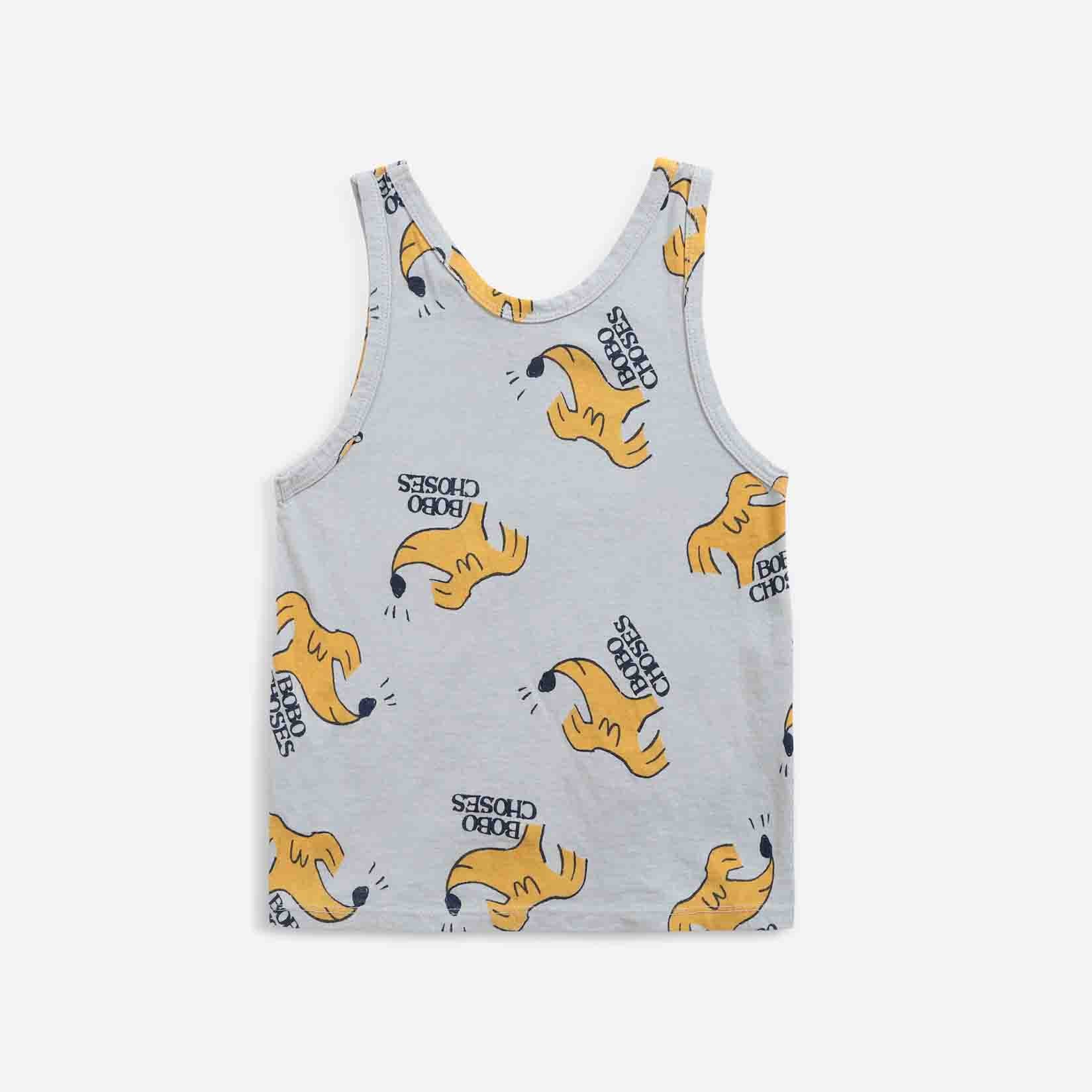 Boys & Girls Grey Dog Cotton Tank Top