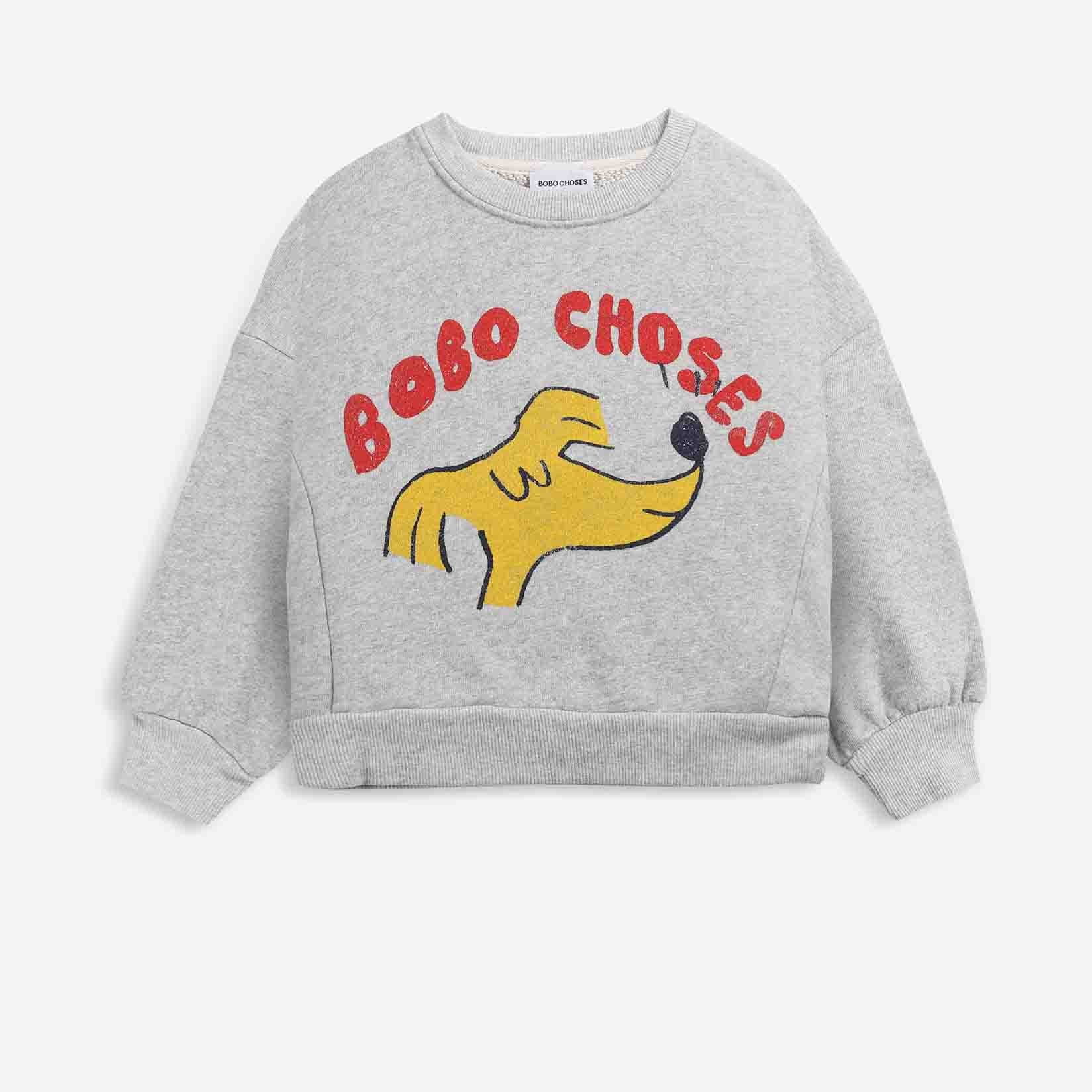 Boys & Girls Grey Dog Cotton Sweatshirt