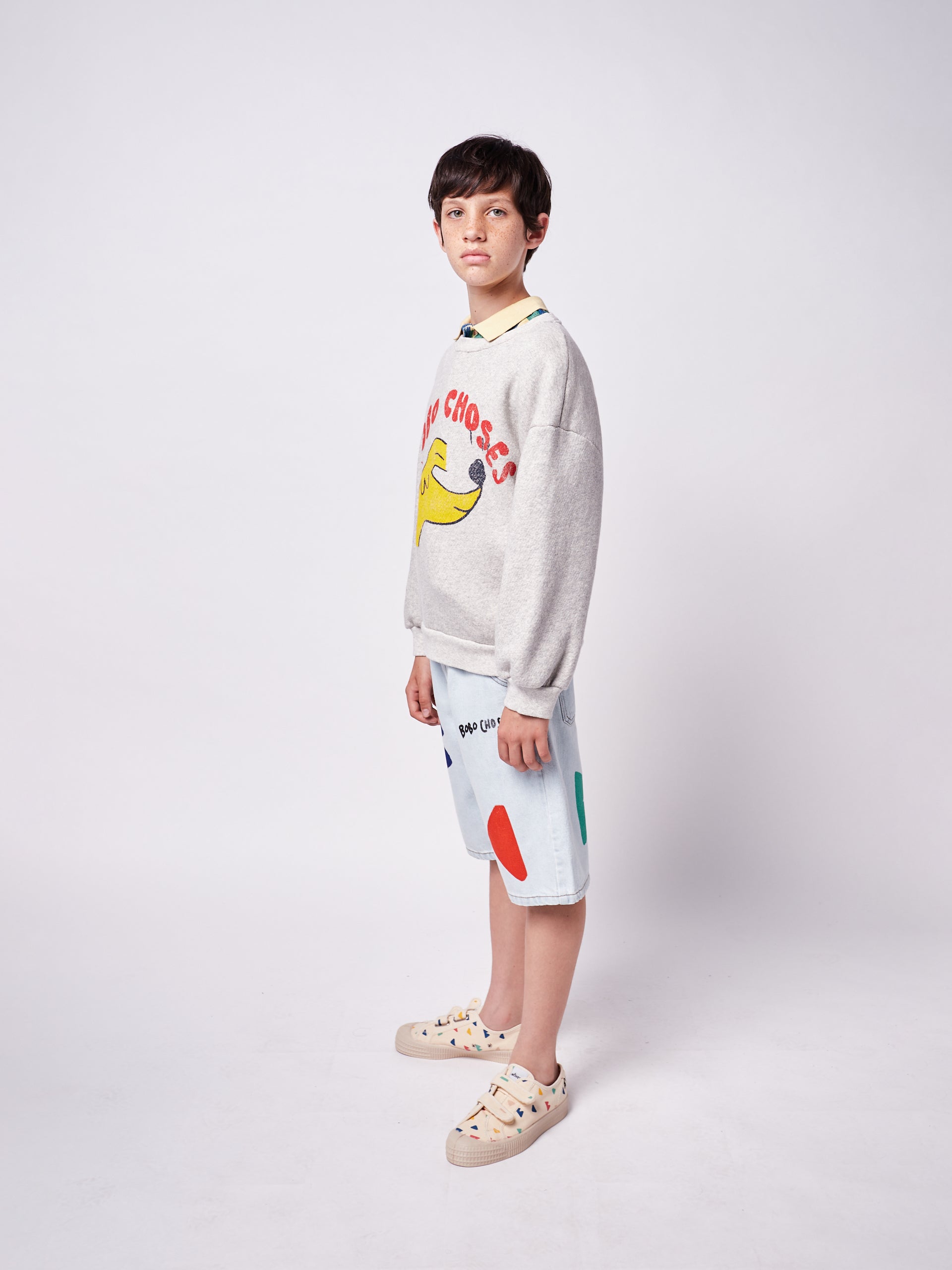 Boys & Girls Grey Dog Cotton Sweatshirt