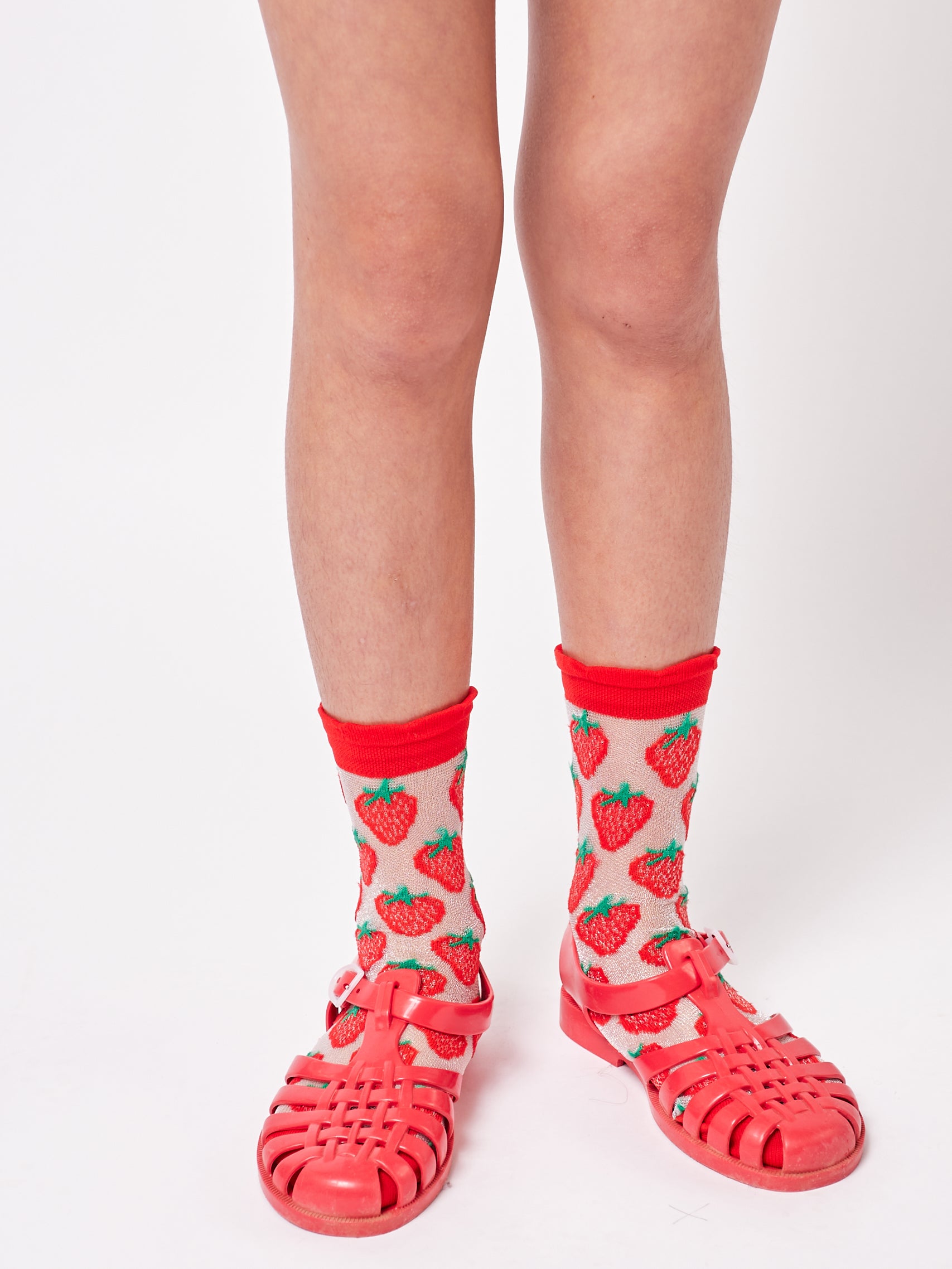 Boys & Girls Red Strawberry Long Socks