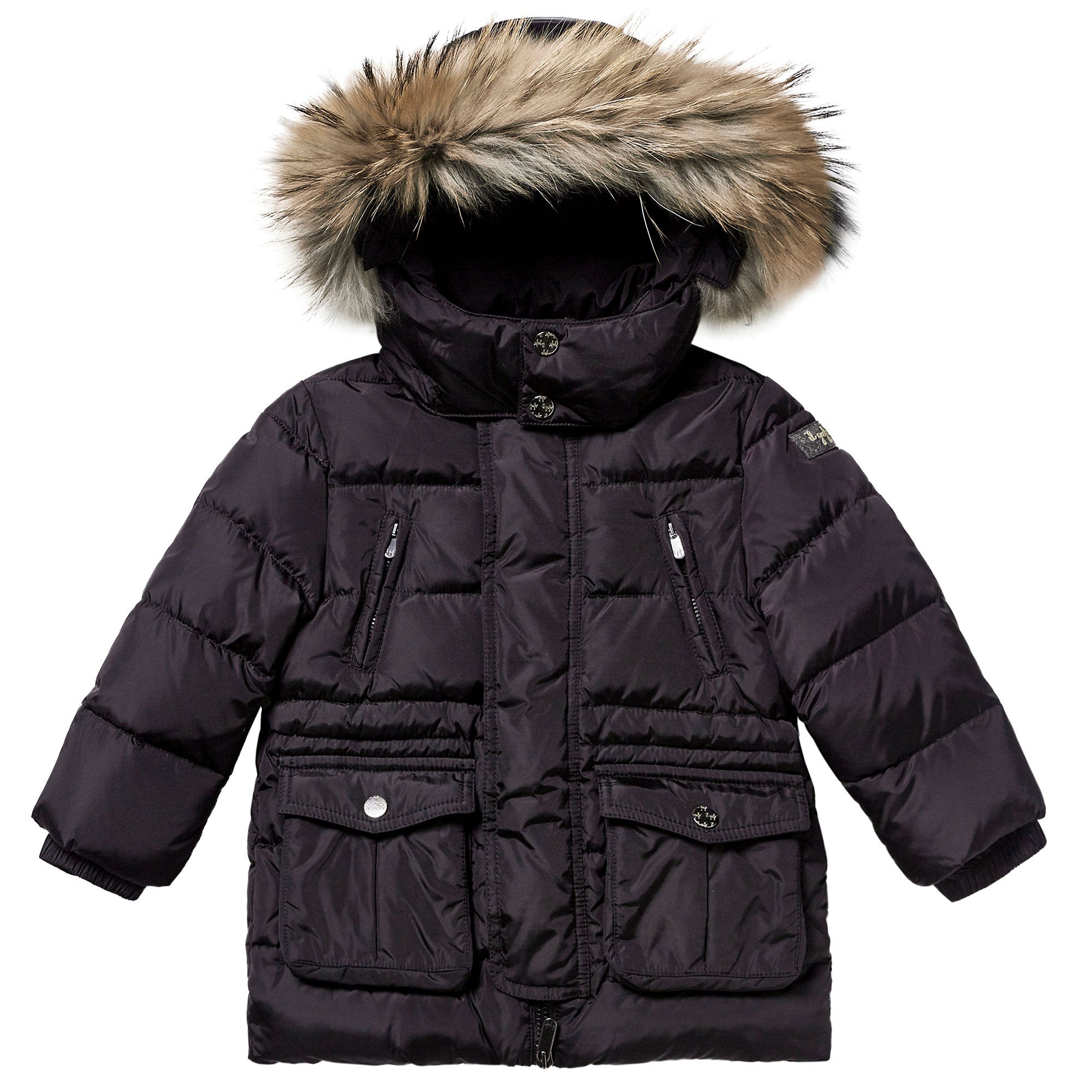 Boys Black Fur Trims Hooded Jacket - CÉMAROSE | Children's Fashion Store