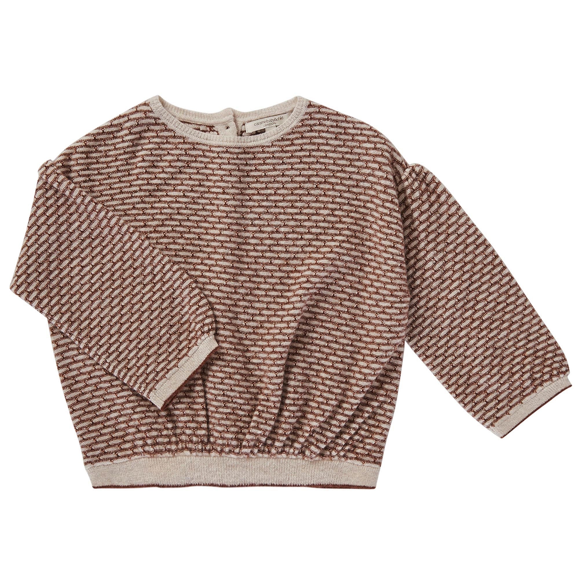 Boys Maroon Check Knitted Wool Sweater - CÉMAROSE | Children's Fashion Store - 1