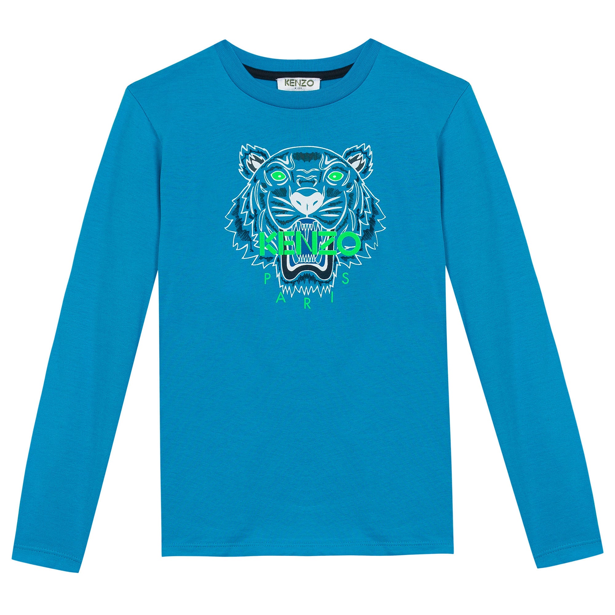 Boys Light Blue Embroidered Tiger Head Cotton T-Shirt - CÉMAROSE | Children's Fashion Store