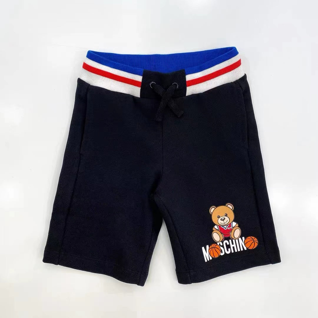 Boys & Girls Black Cotton Shorts