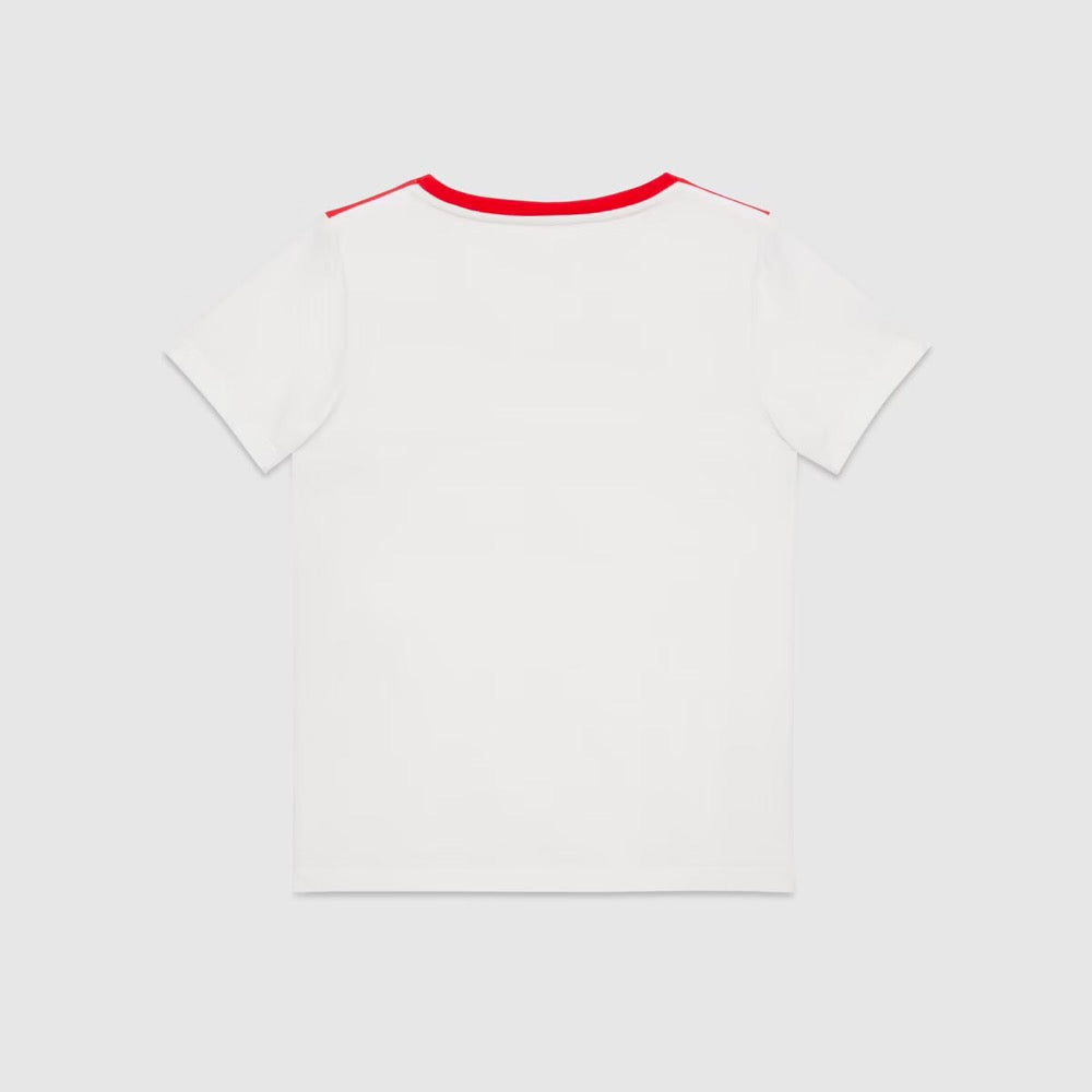 Boys & Girls White Stripe Cotton T-Shirt