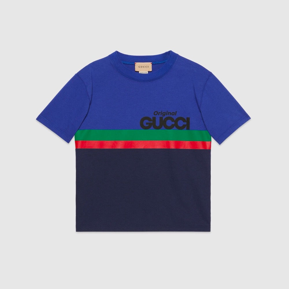 Boys & Girls Blue Logo Cotton T-Shirt