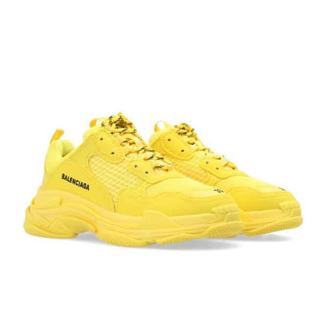 Boys & Girls Yellow Triple S Logo Shoes