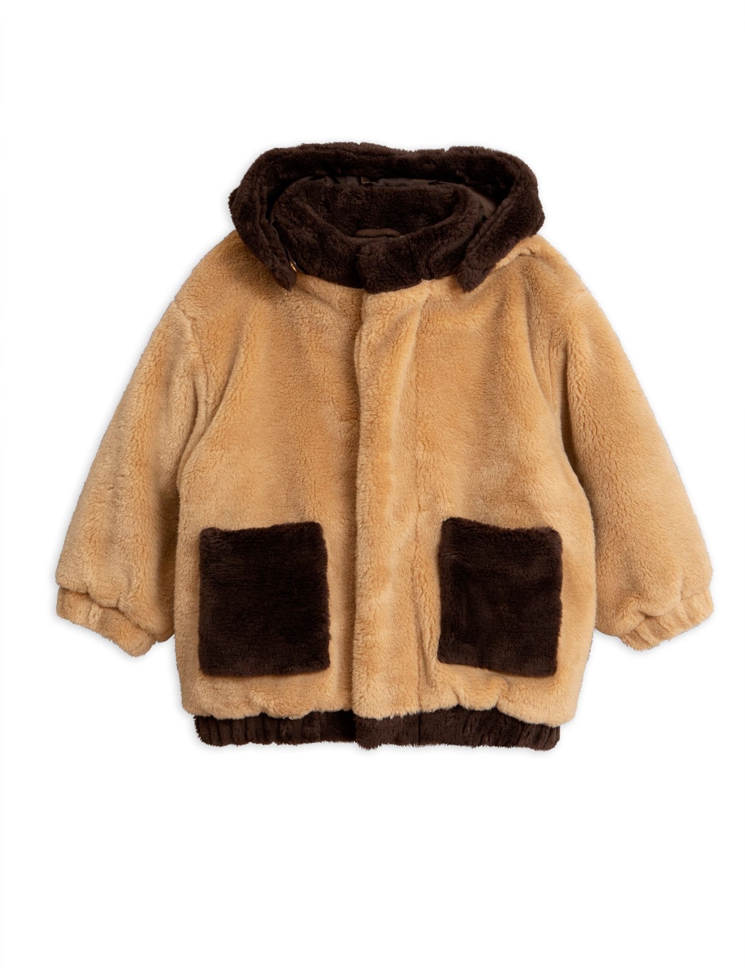 Boys & Girls Beige Faux Fur Hooded Jacket