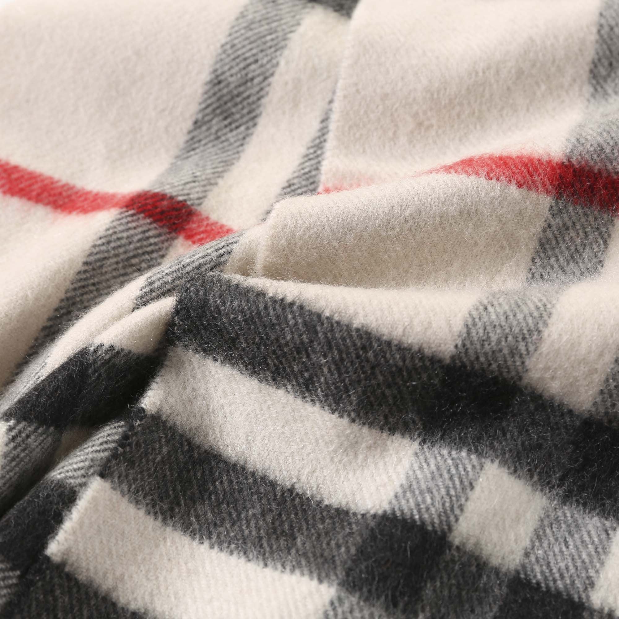 Boys & Girls Milk White Check Cashmere Scarf - CÉMAROSE | Children's Fashion Store - 5