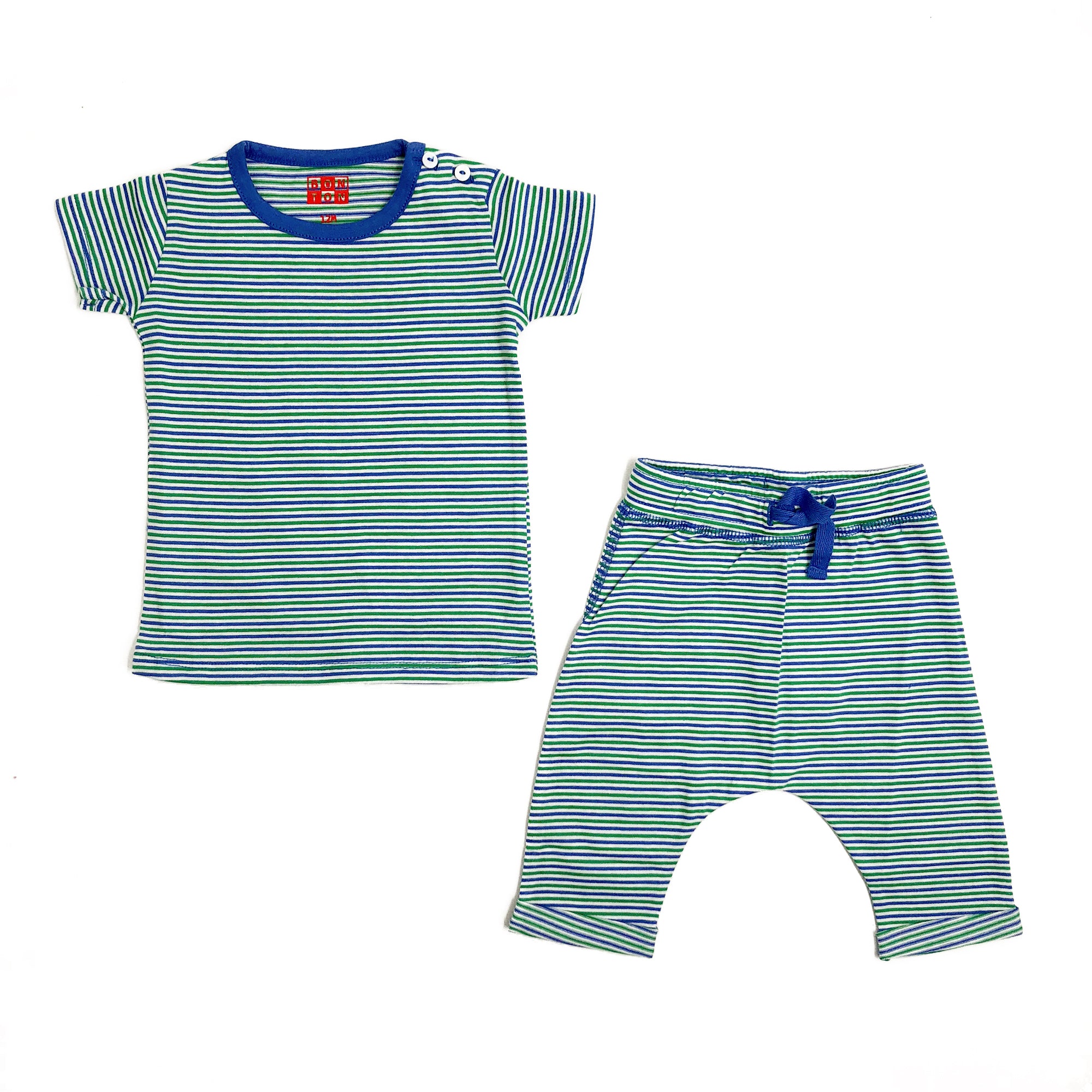 Baby Boys Green Ray Stripes Cotton Set