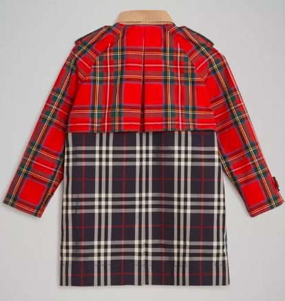 Boys Navy & Red Check Cotton Coat