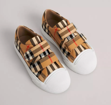 Boys & Girls Antique Yellow Check Cotton Shoes