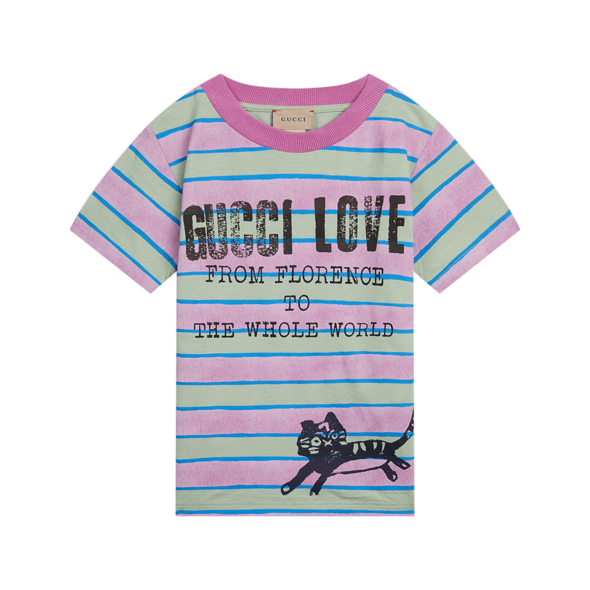 Boys & Girls Green Stripes Cotton T-Shirt