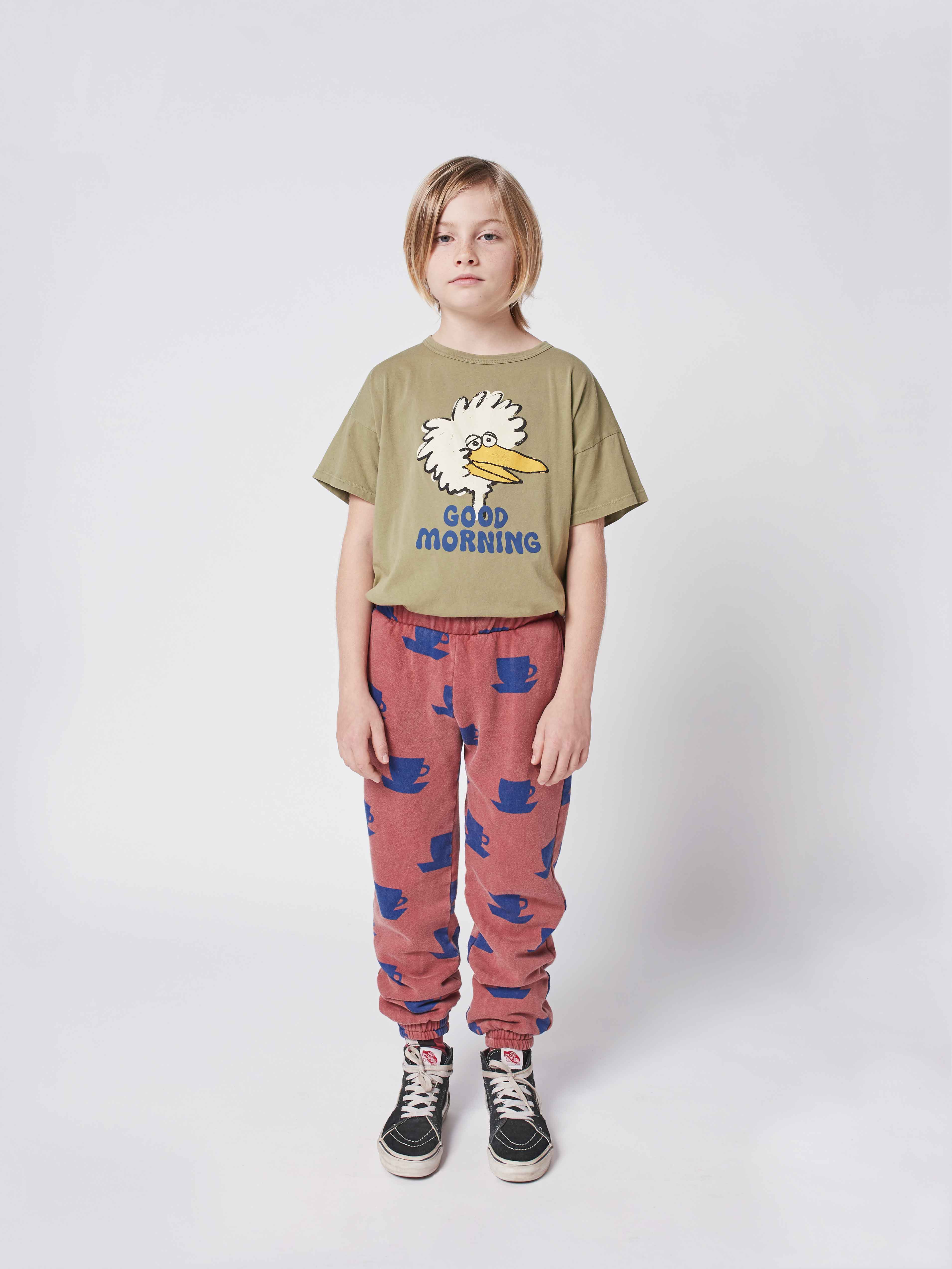 Boys & Girls Dark Green Printed Cotton T-Shirt