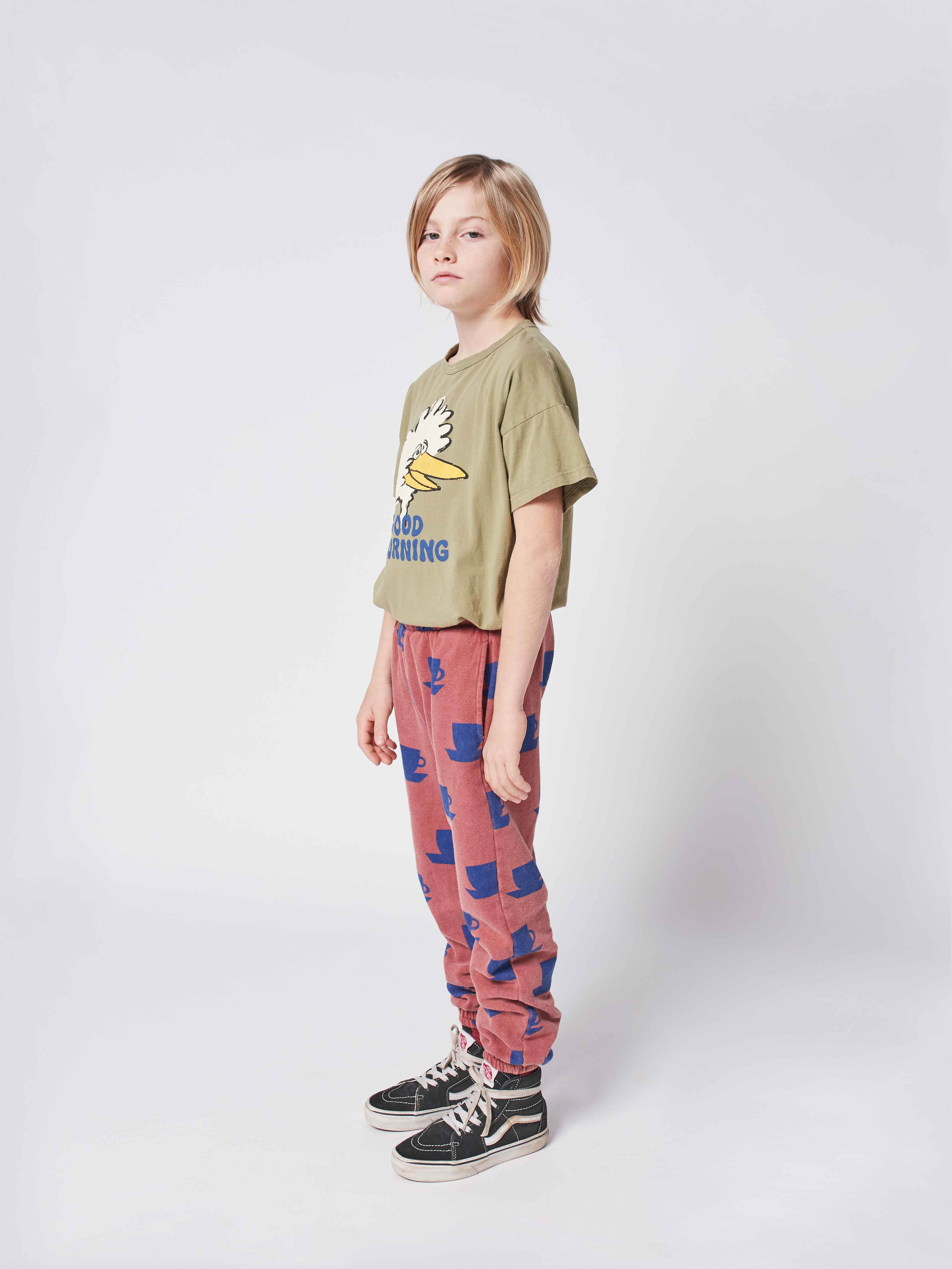 Boys & Girls Dark Green Printed Cotton T-Shirt