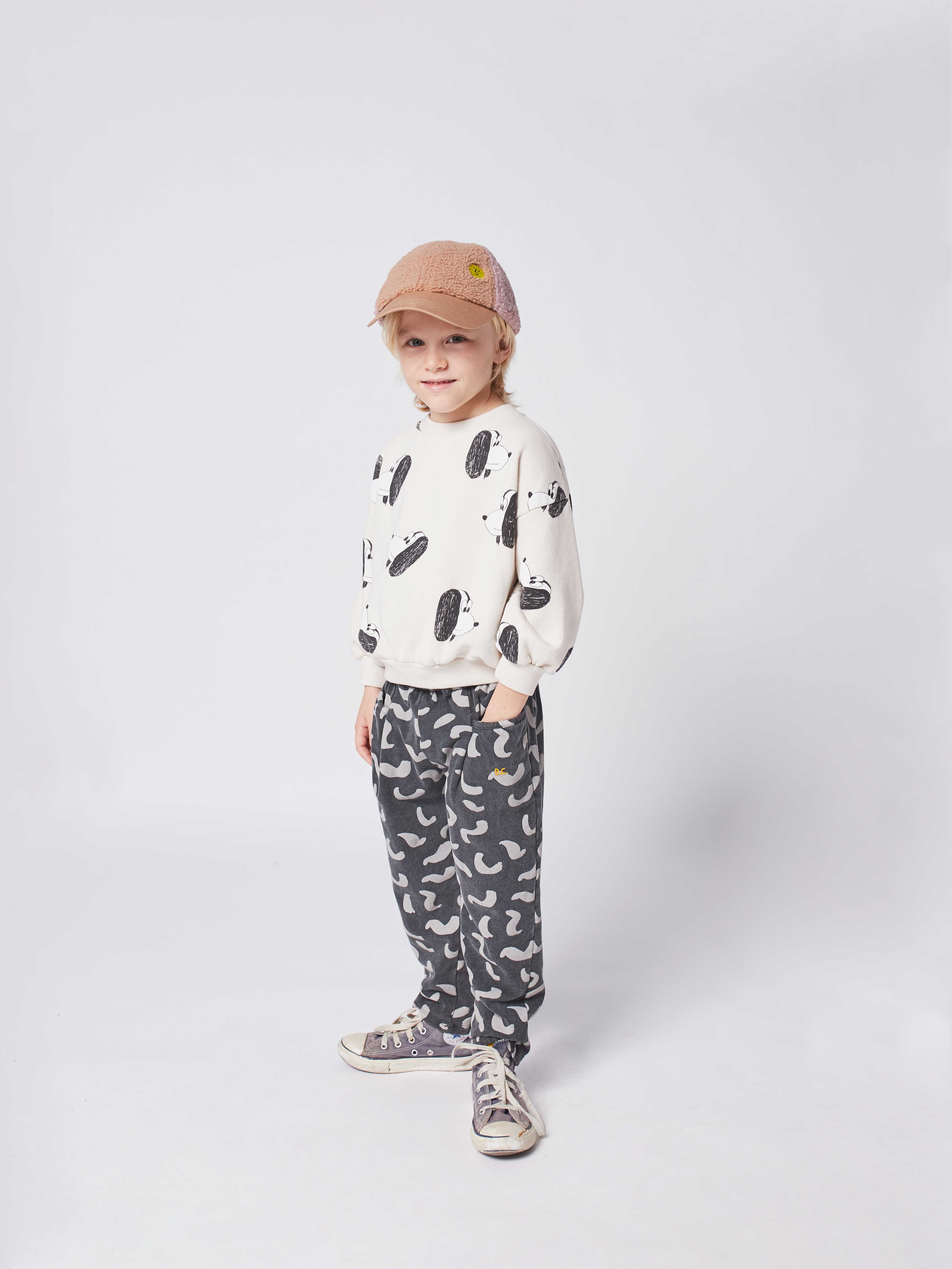 Boys & Girls Beige Printed Cotton Sweatshirt