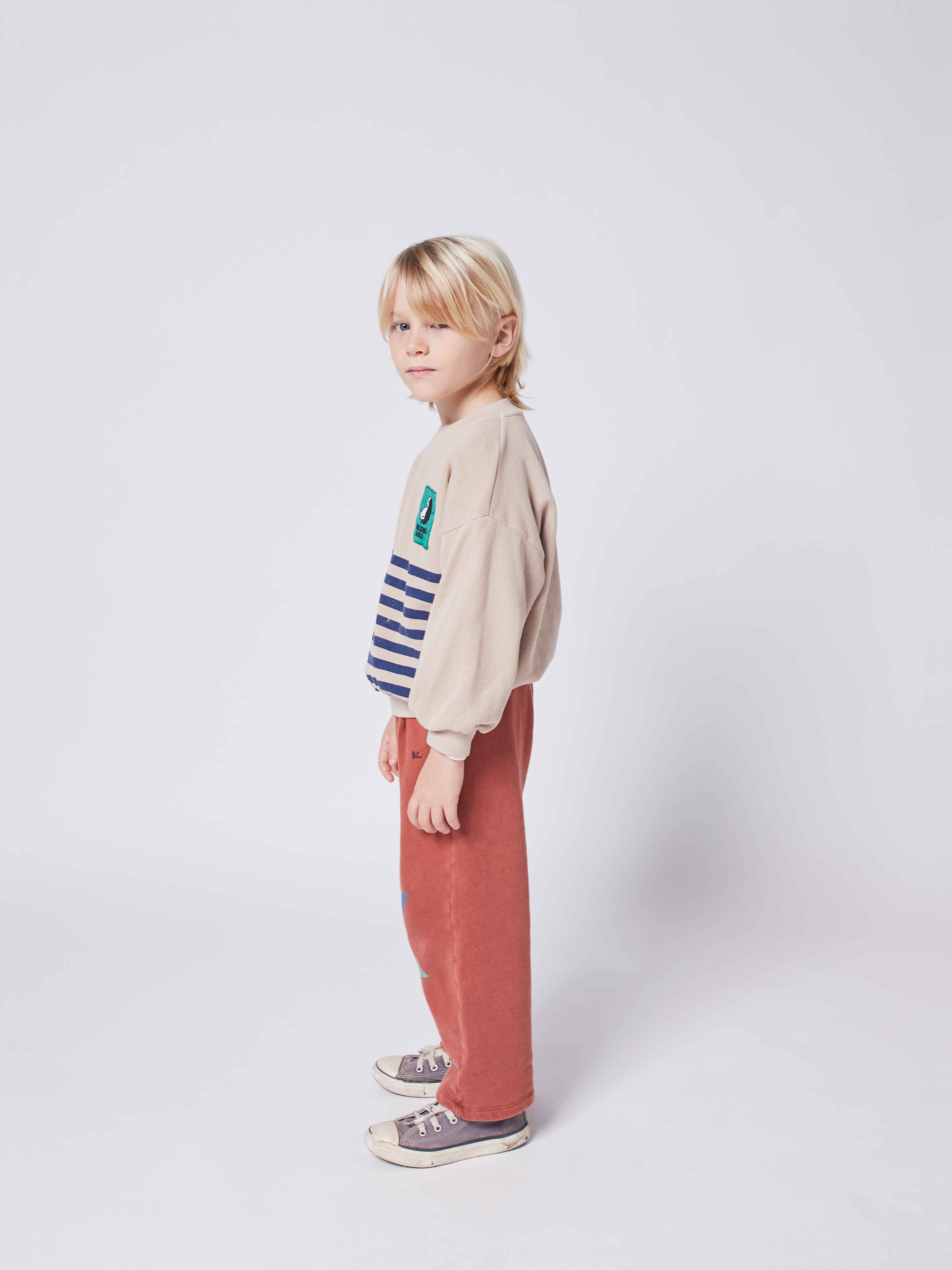 Boys & Girls Grey Stripes Cotton Sweatshirt