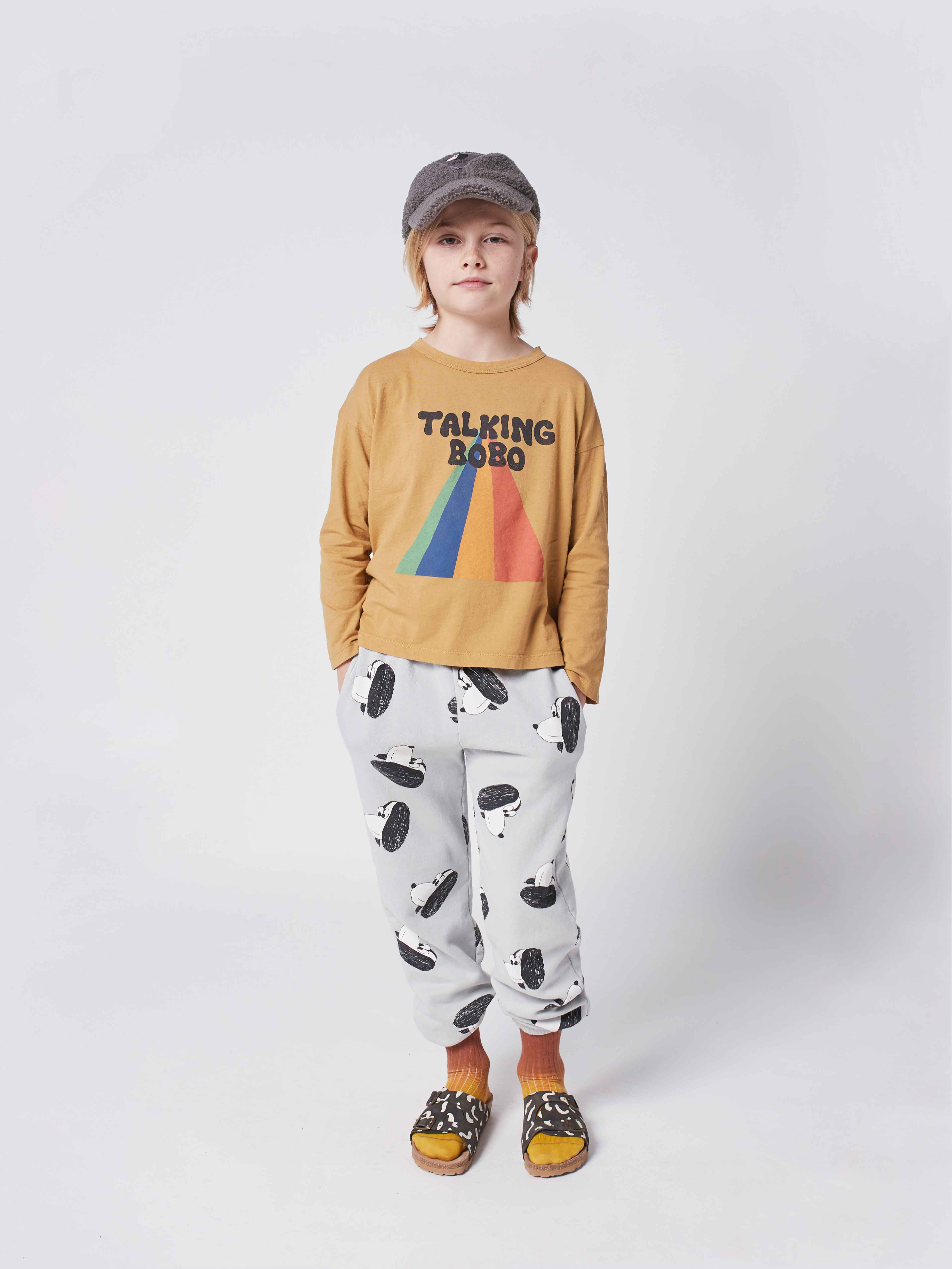 Boys & Girls Grey Printed Cotton Trousers