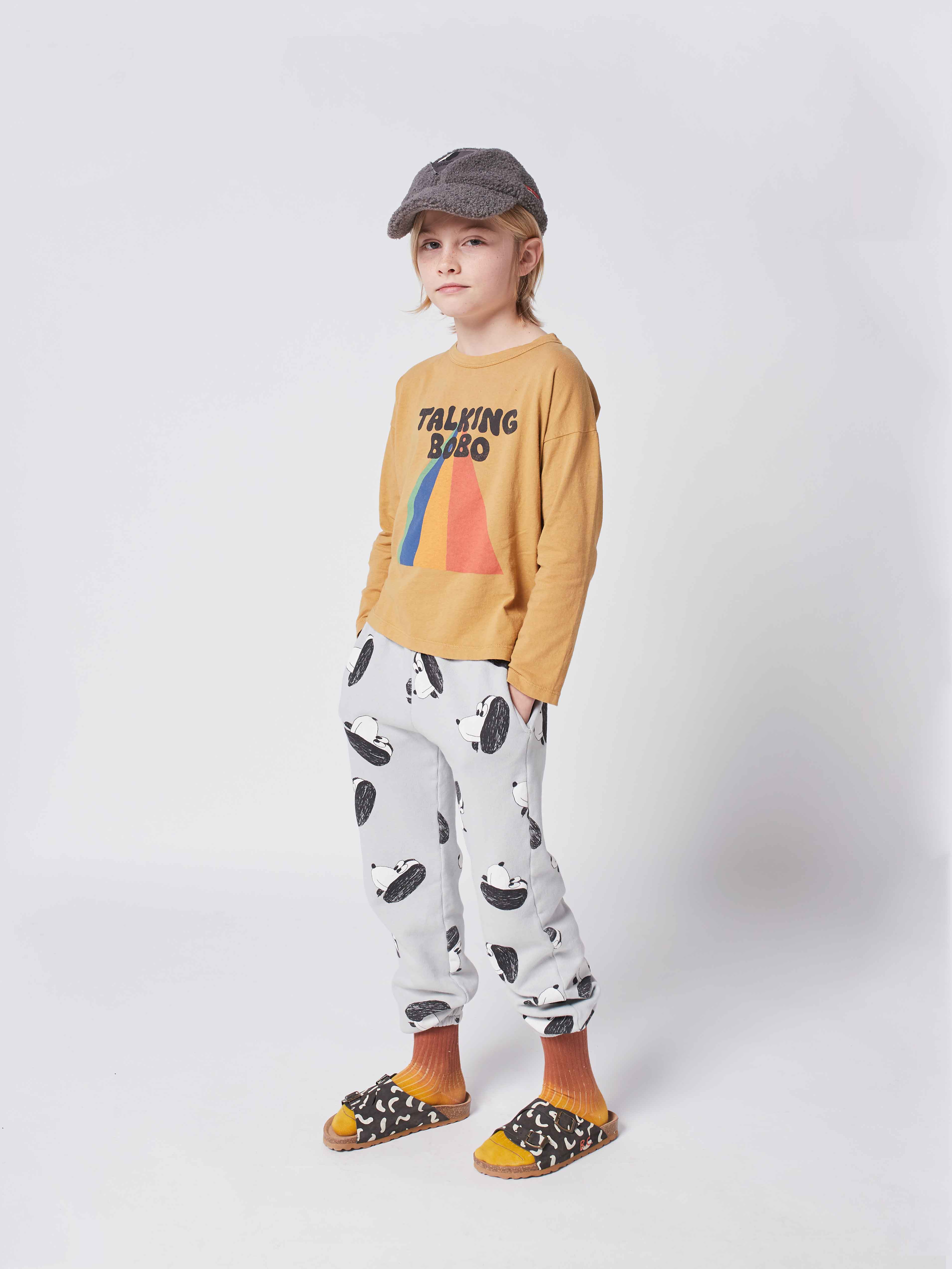 Boys & Girls Grey Printed Cotton Trousers