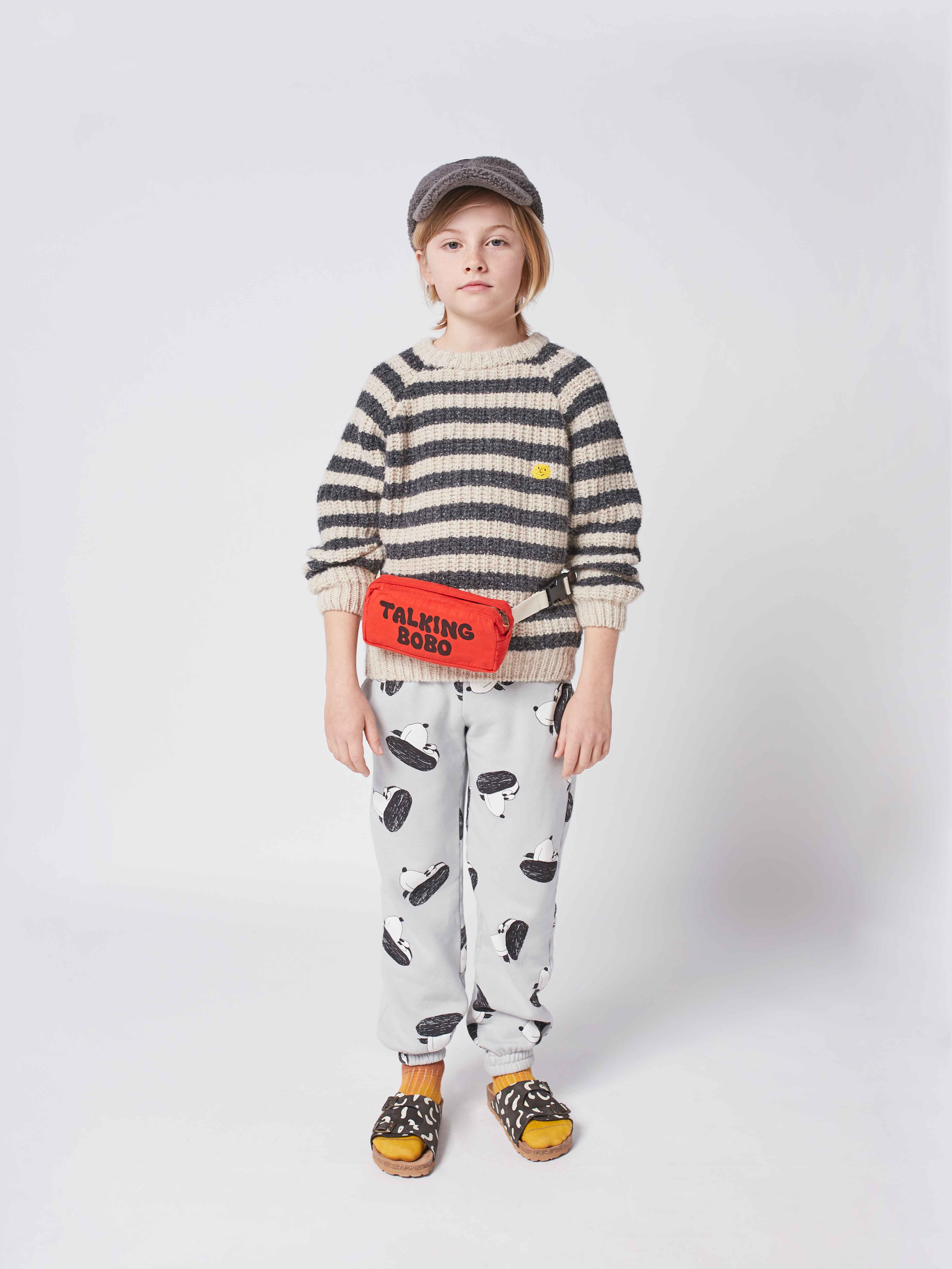 Boys & Girls Grey Printed Cotton Trousers