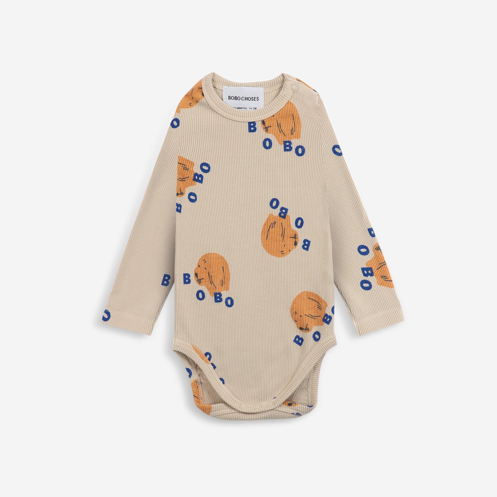 Baby Boys & Girls Beige Printed Cotton Babysuit Set