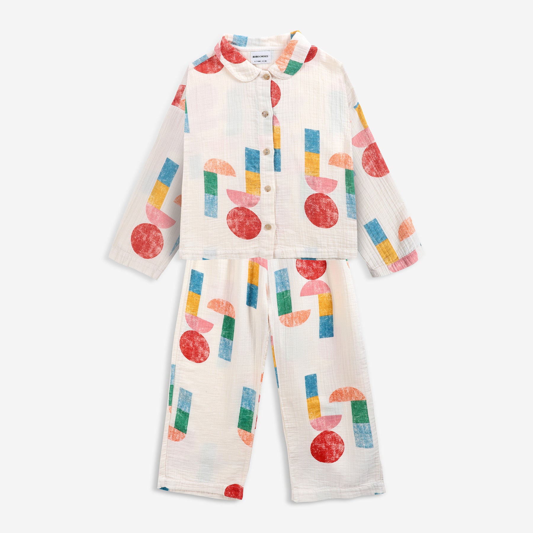 Boys & Girls White Printed Cotton Nightwear Set