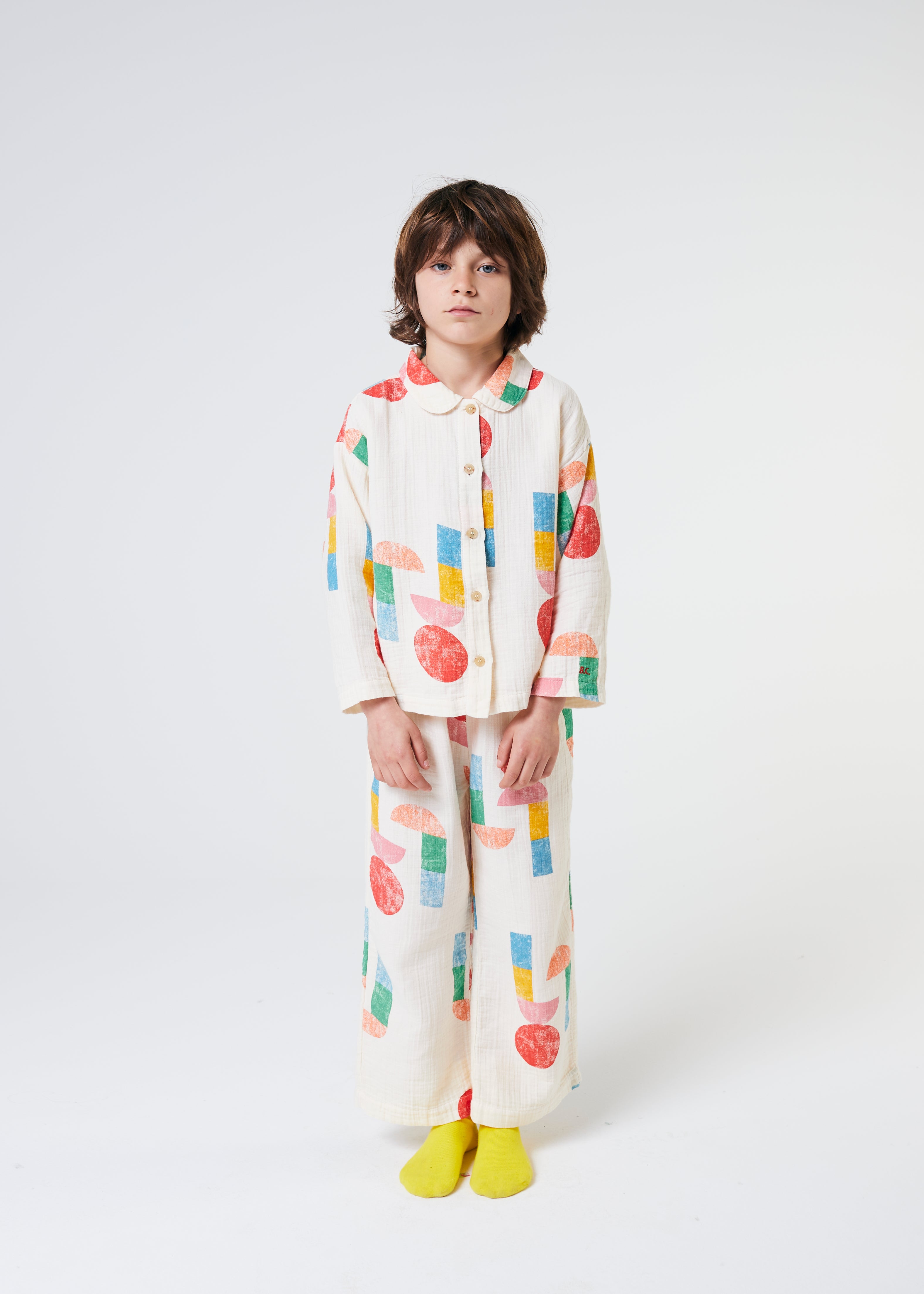 Boys & Girls White Printed Cotton Nightwear Set