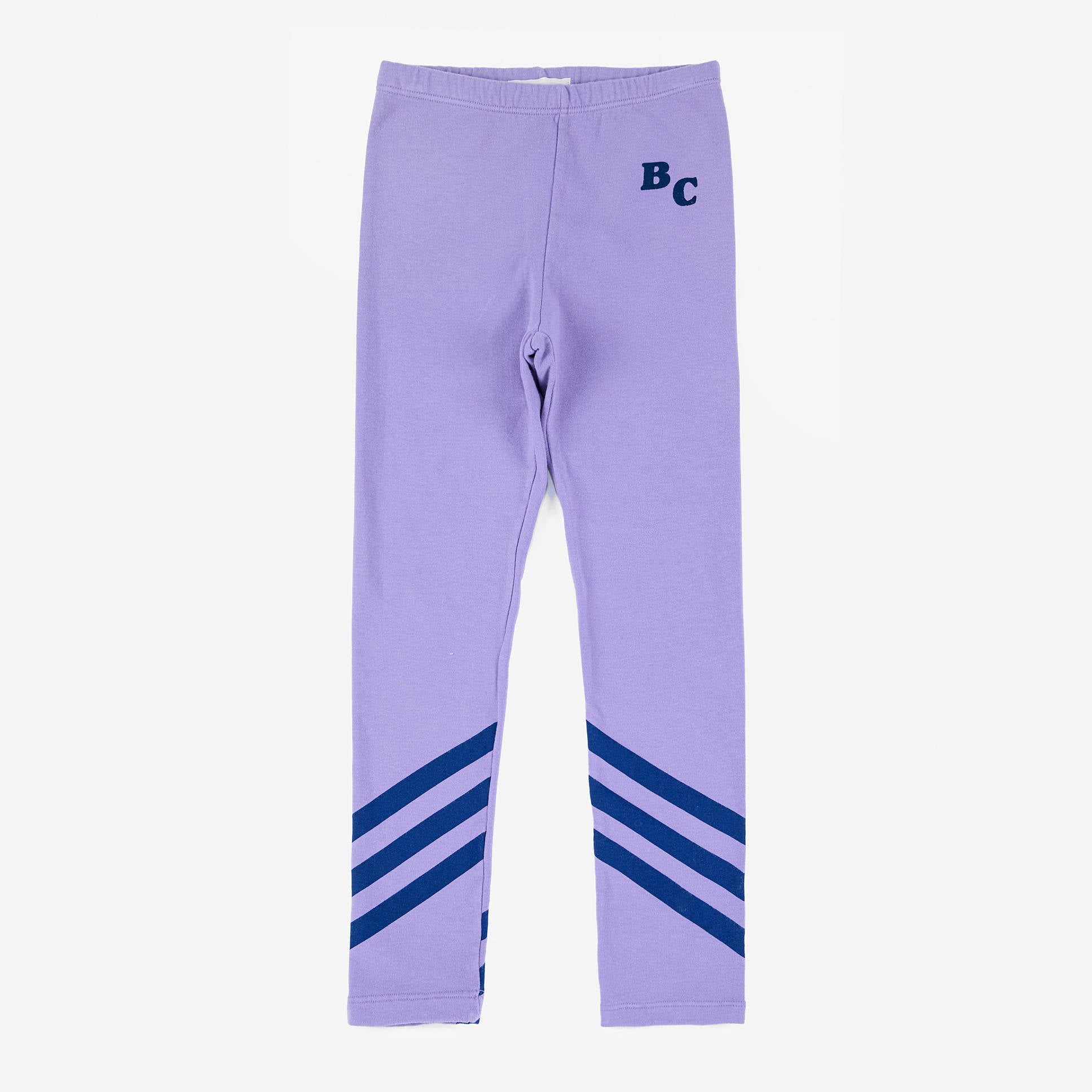 Girls Purple Stripes Cotton Leggings