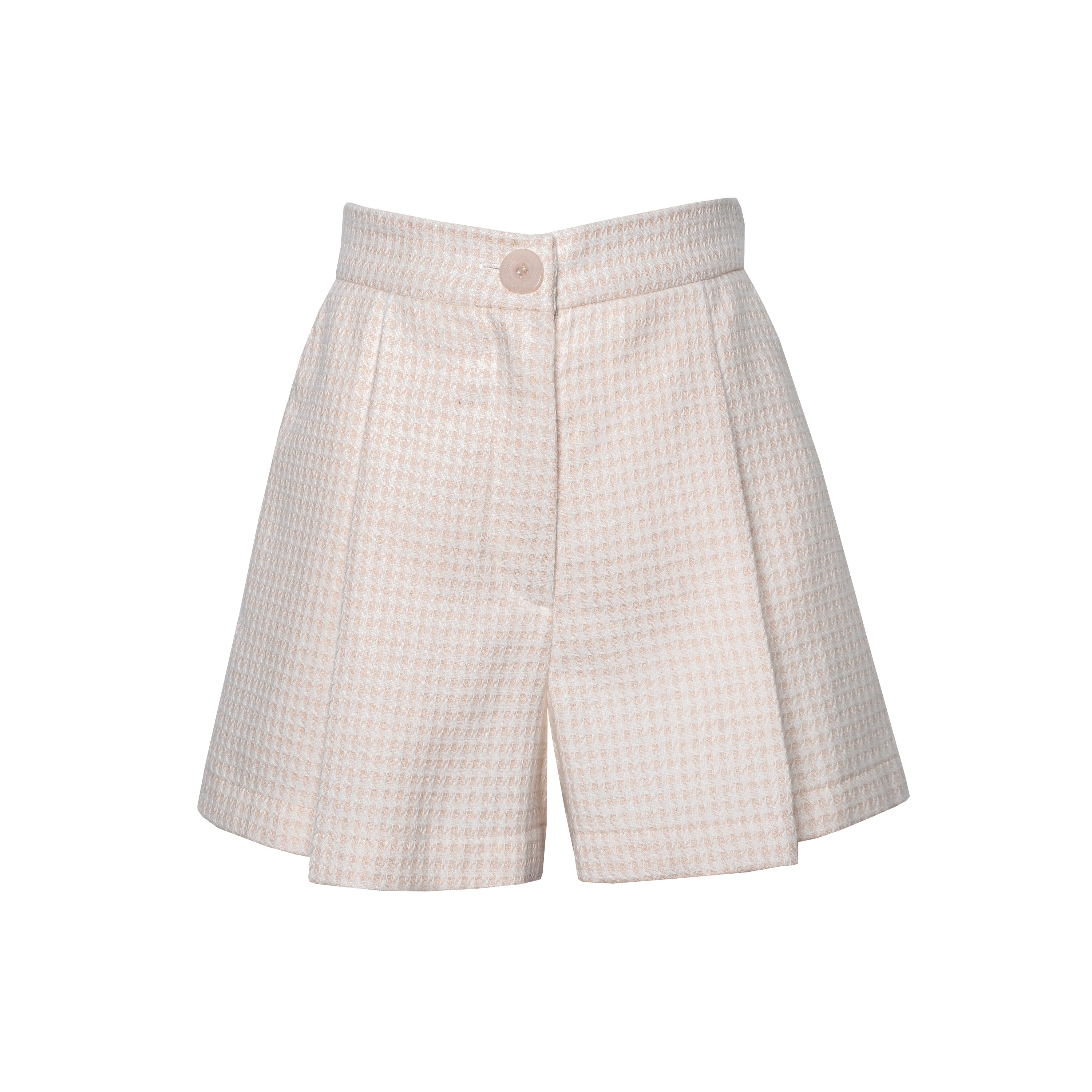 Girls White Check Cotton Shorts