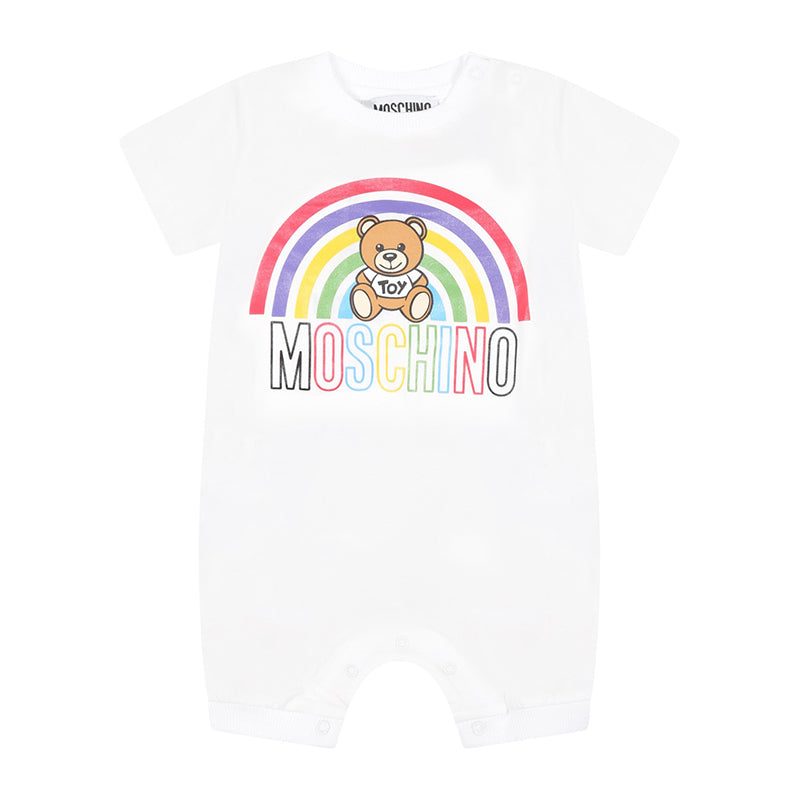 Baby Boys & Girls White Cotton Babysuit