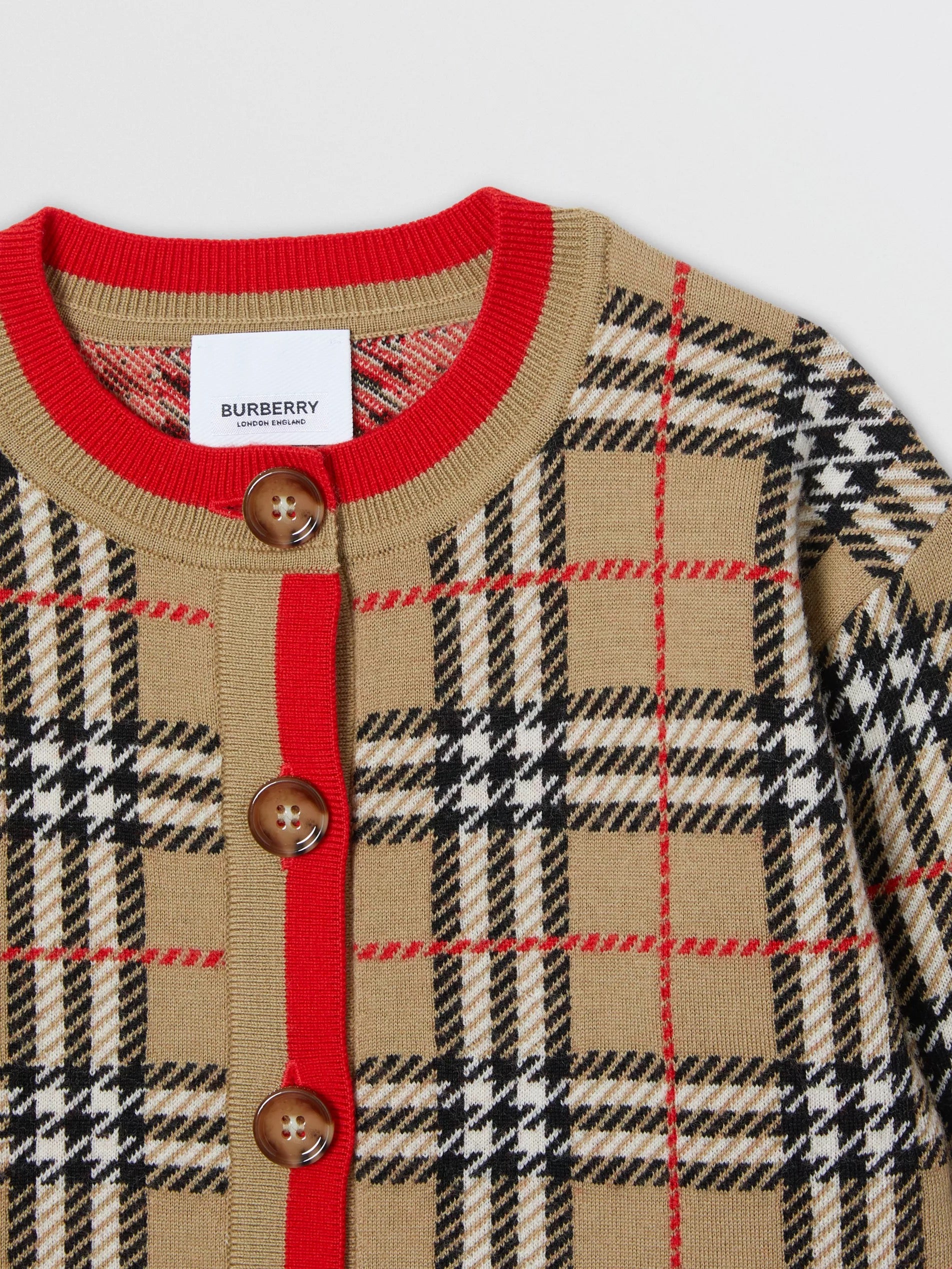 Boys & Girls Archive Beige Check Cardigan