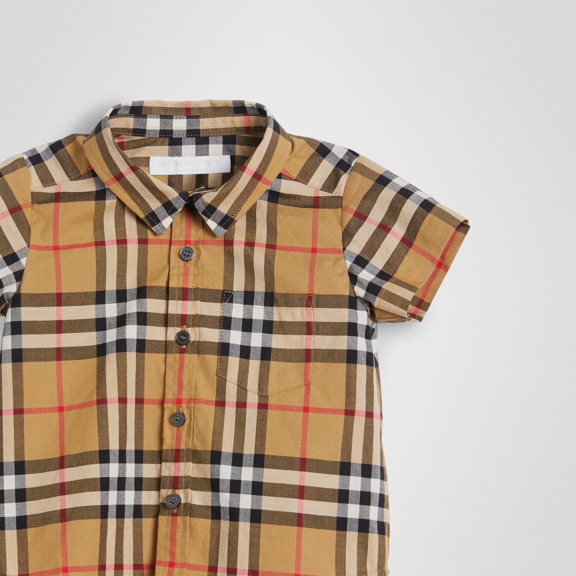 Baby Boys Antique Yellow Check Cotton Polo Shirt