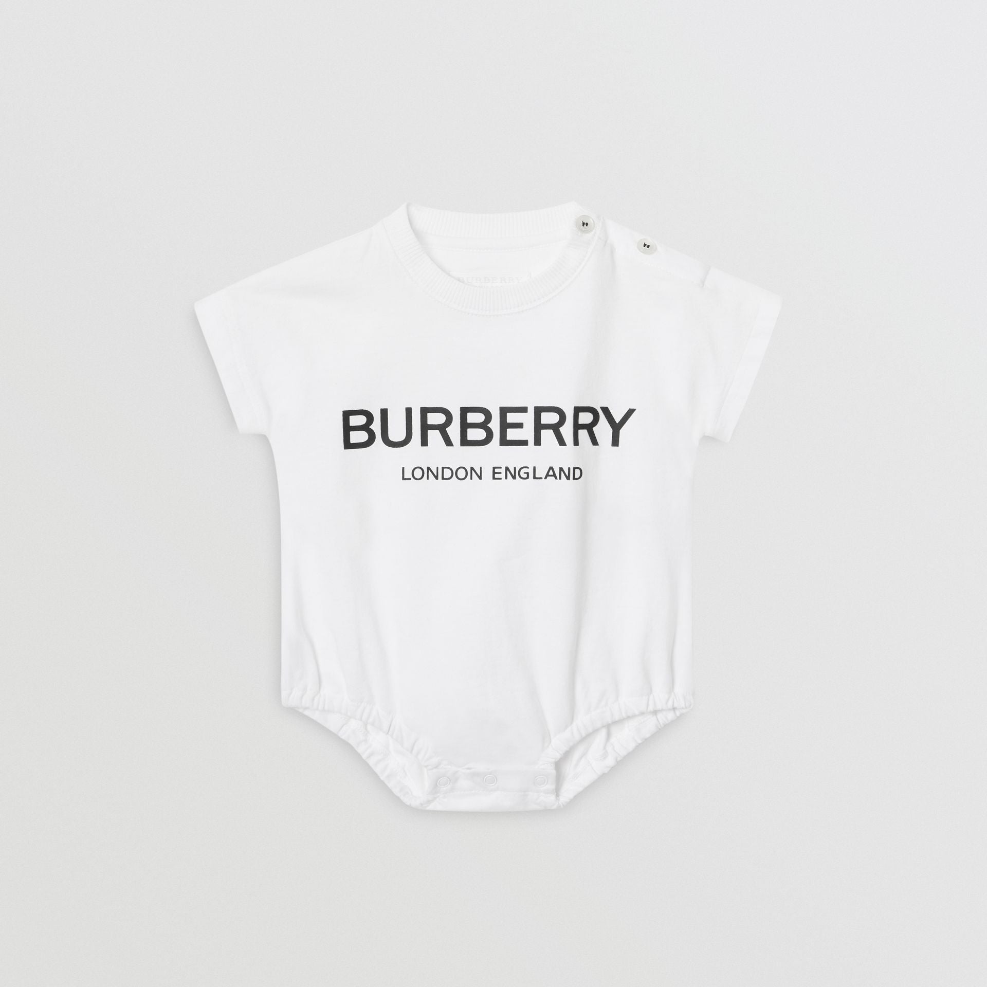 Baby Boys White & Black Cotton Babysuits