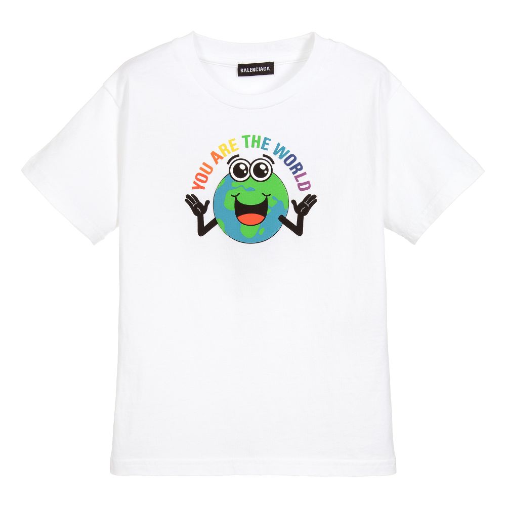 Boys & Girls White Cotton T-shirt