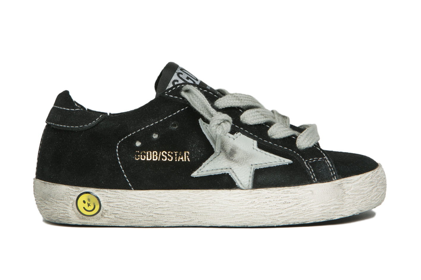 Boys Black Leather Superstar Sneakers