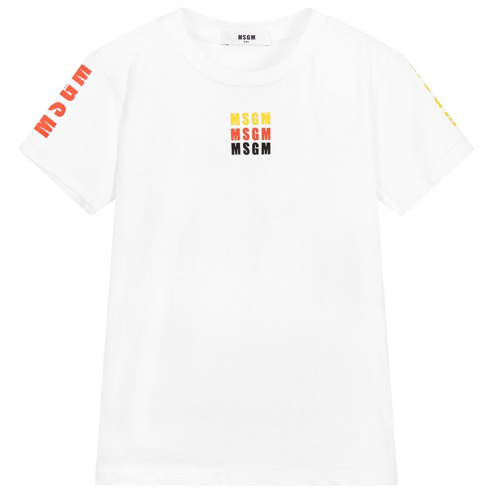 Boys & Girls White Logo Cotton T-shirt