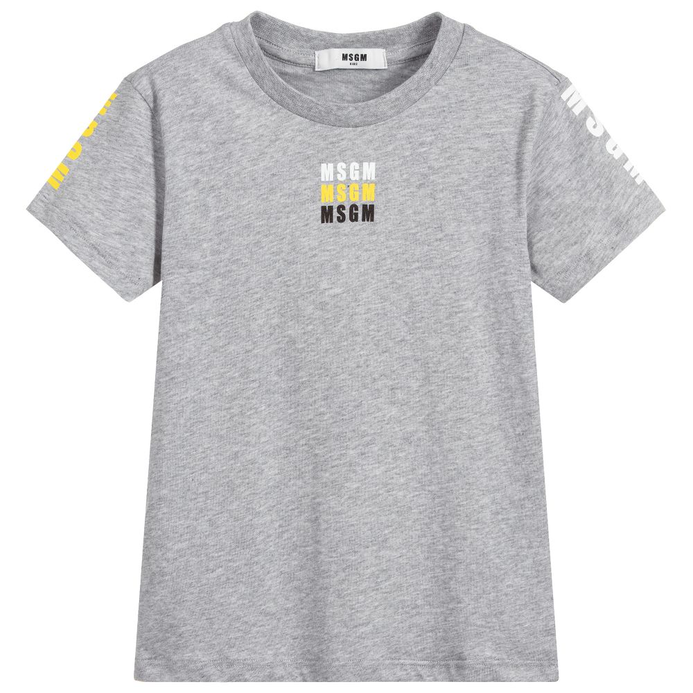 Boys & Girls Grey Logo Cotton T-shirt