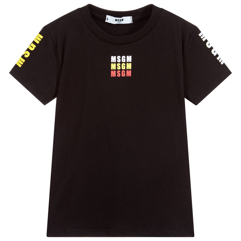 Boys & Girls Black Logo Cotton T-shirt