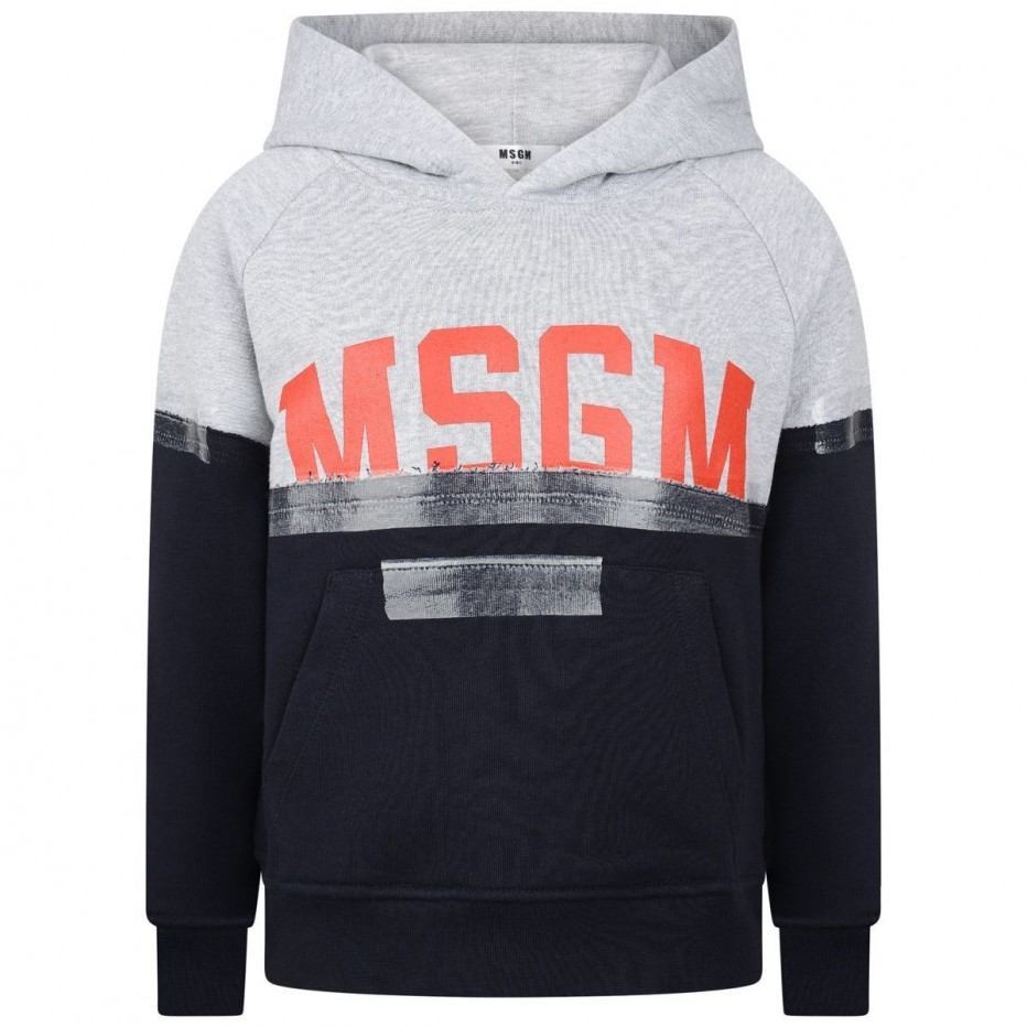 Boys Grey & Blue Hooded Sweatshirt