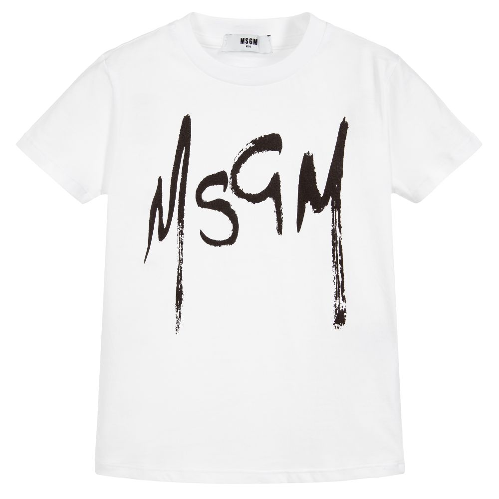 Boys & Girls White Logo Cotton T-shirt