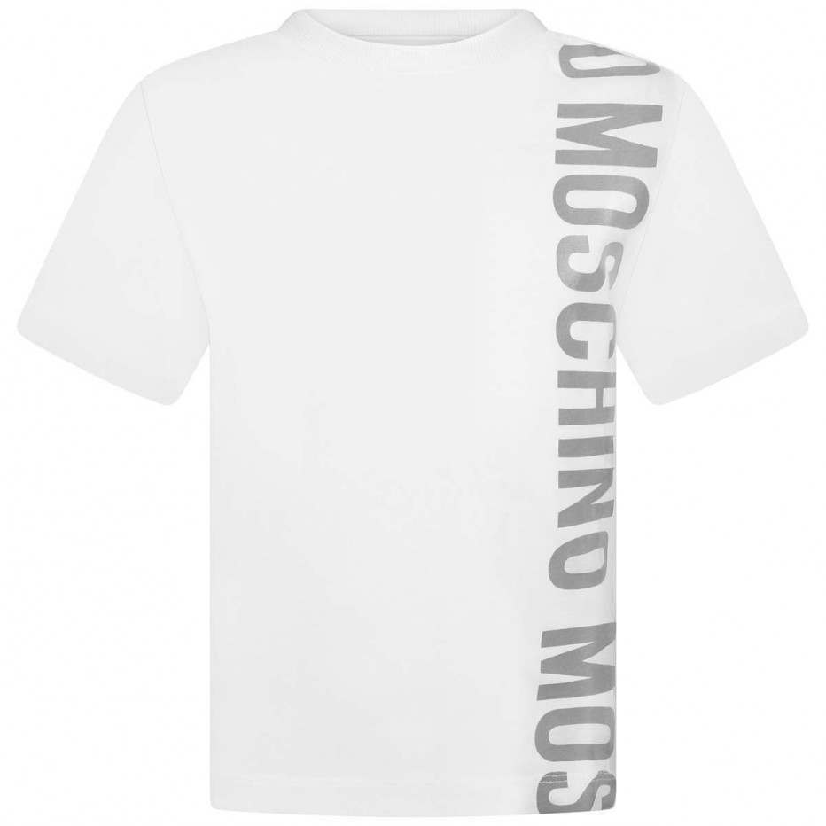 Boys White Logo Cotton T-shirt