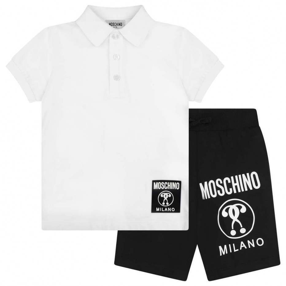 Boys White & Black Cotton Set