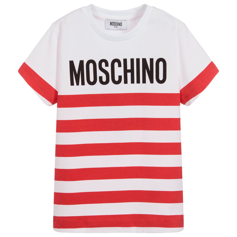 Boys Red Striped Cotton T-shirt