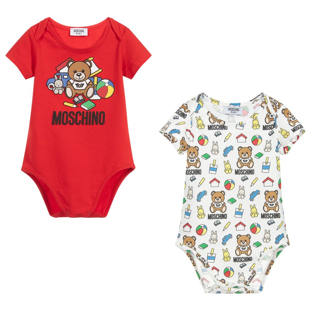 Baby Boys & Girls Red & Toy Babysuits (2 Pack)