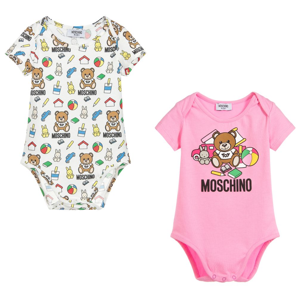 Baby Boys & Girls Pink & Toy Babysuits (2 Pack)