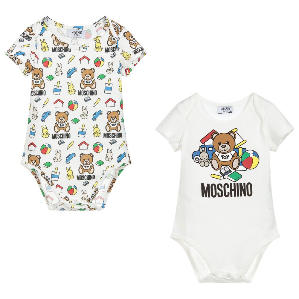 Baby Boys & Girls White & Toy Babysuits (2 Pack)