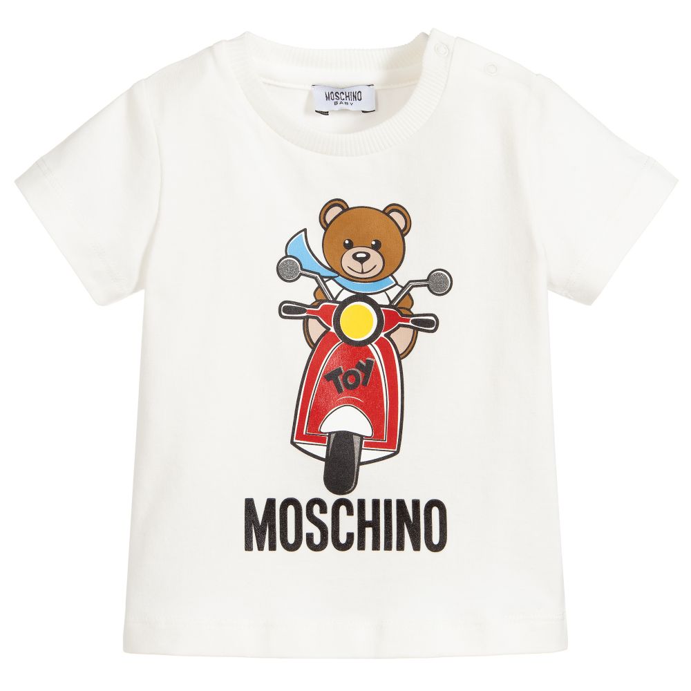 Baby Boys & Girls Ivory Printed Cotton T-Shirt