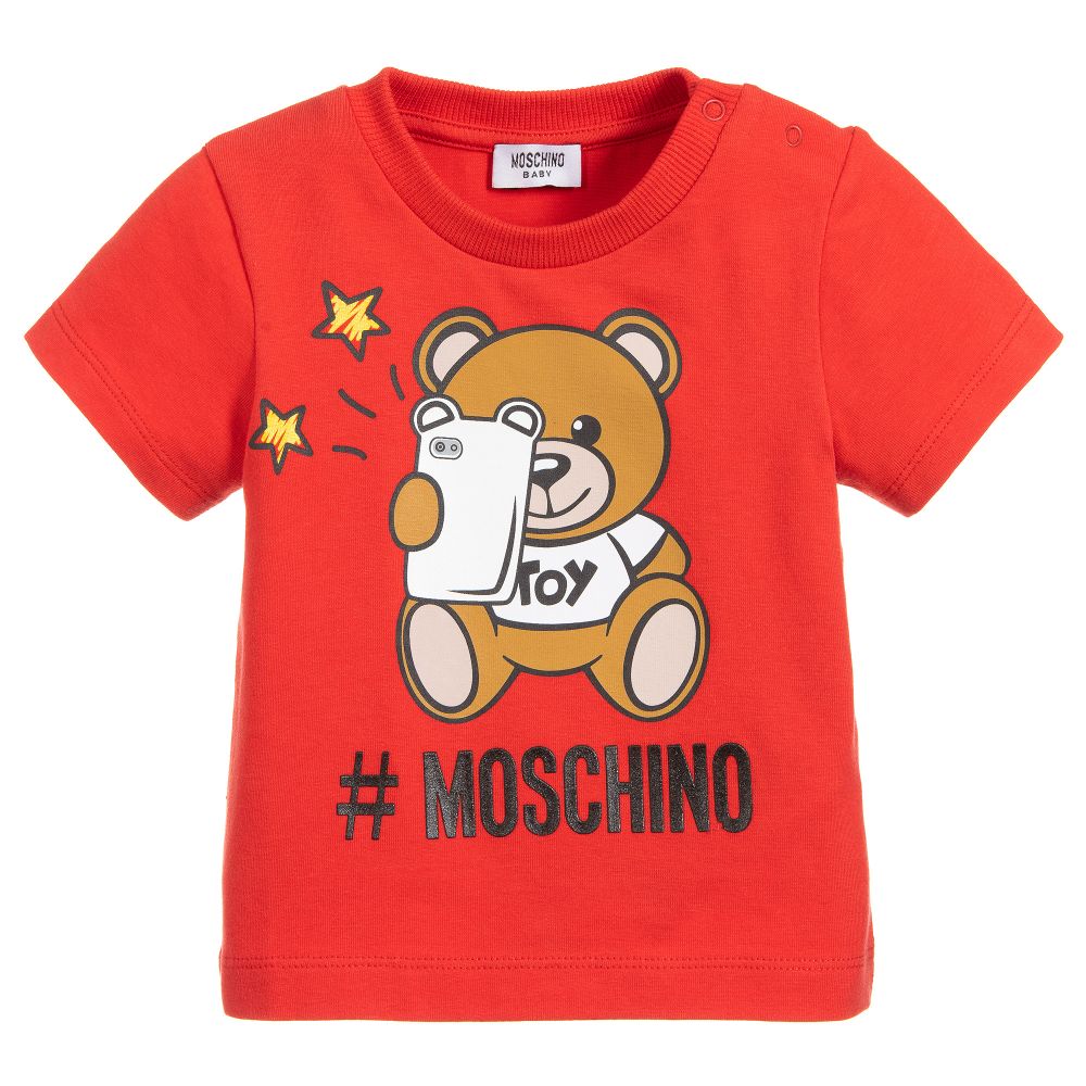 Baby Boys & Girls Red Cotton T-shirt